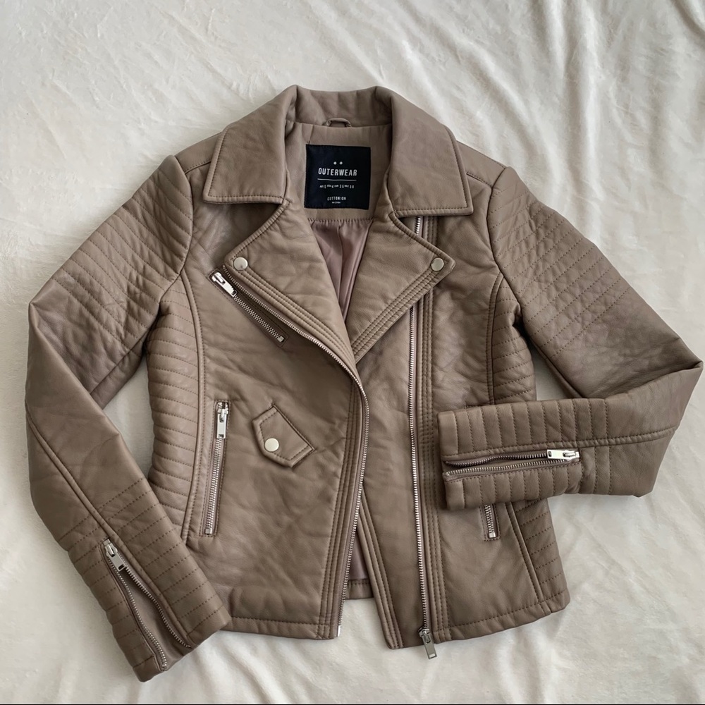 Cotton On Women’s Moto Jacket - Taupe